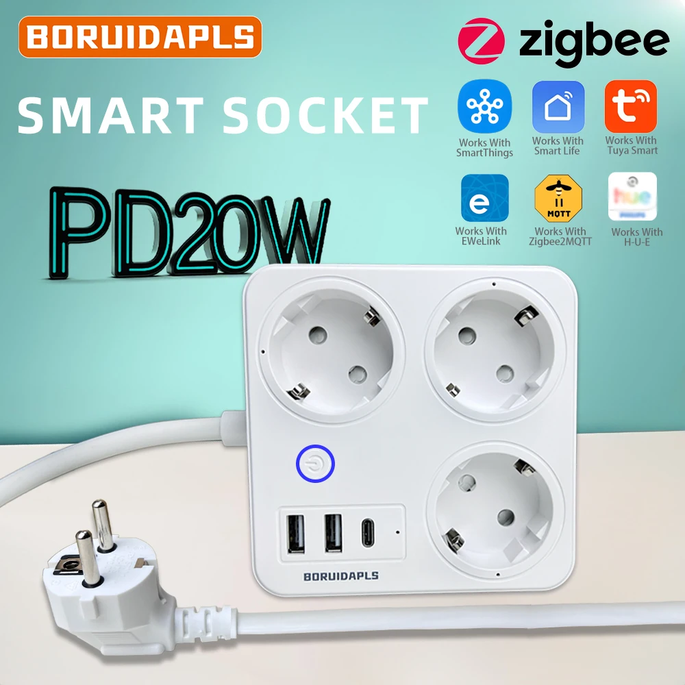 Power Strip Flat - BORUIDAPLS Multipresa Intelligente ZigBee EU con
