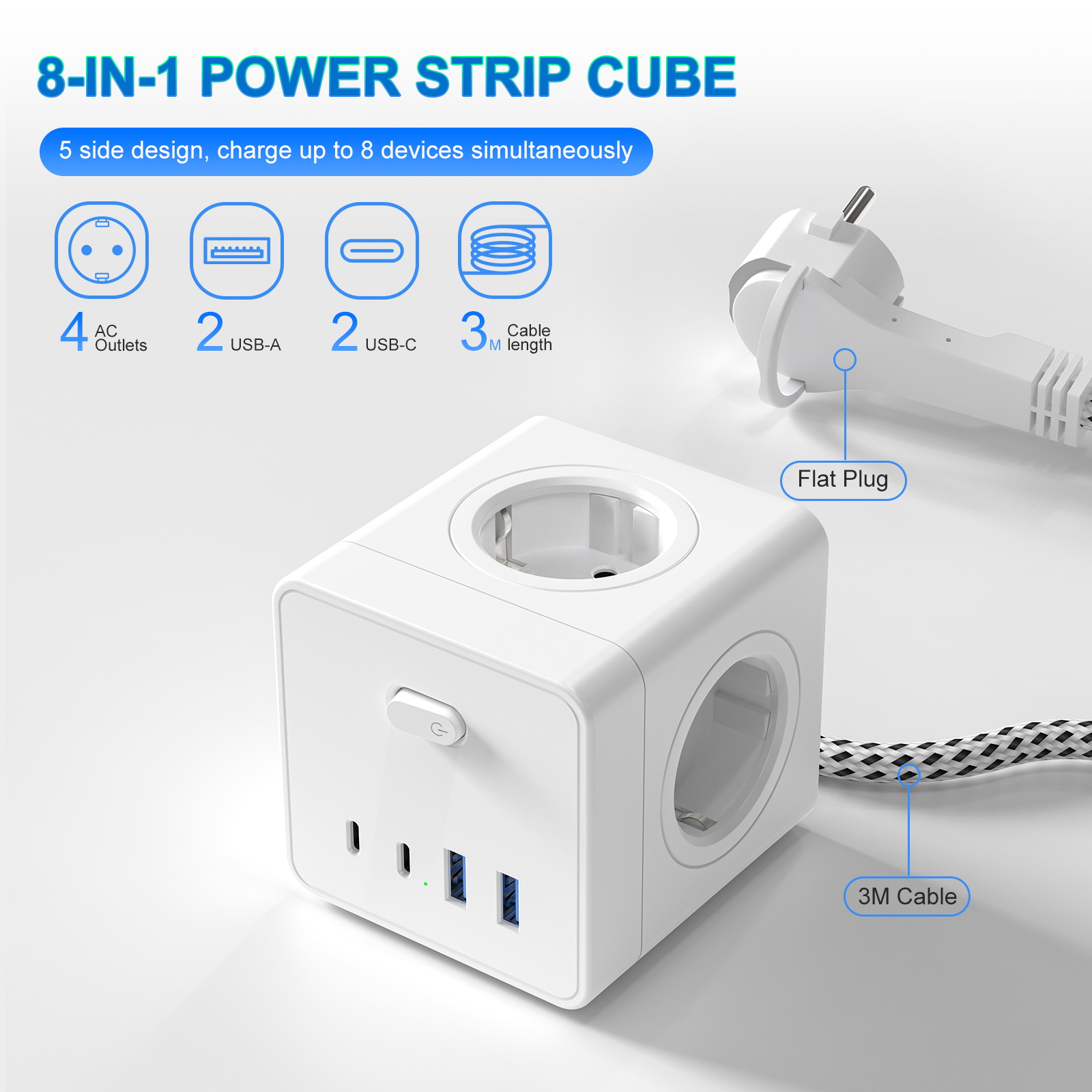 HITRENDS Multipresa a Cubo 8-i - Power Strip Flat recensione e prezzo